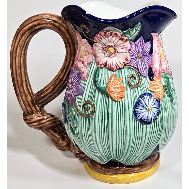 Ceramic Spring Flower Pitcher For Sale - Image 7 of 12