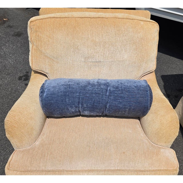 Pair of Henredon Custom Folio Collection English Roll-Arm Lounge Chairs With Matching Ottoman, Late 20th Century For Sale - Image 9 of 14