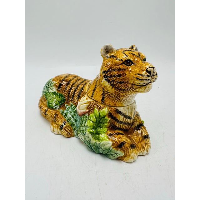 Tiger Ceramic Covered Serving Dish For Sale In Charleston - Image 6 of 7