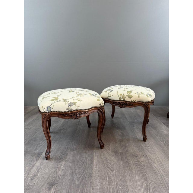 Set of 19th Century Louis XV Armchairs and Ottomans, 1890s, Set of 4 For Sale - Image 11 of 13