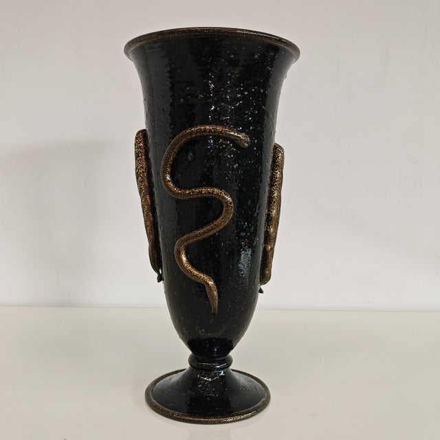 Artistic Murano Glass Vase, Snake Decoration, Pulegoso Napoleone Martinuzzi for Venini 1930s by Napoleone Martinuzzi For Sale - Image 15 of 18