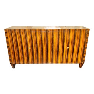 Italian Art Deco Style Zebrawood Sideboard For Sale