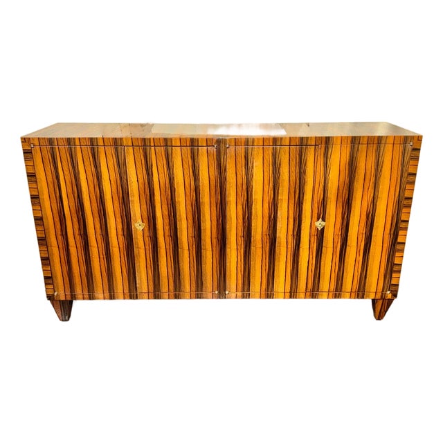 Italian Art Deco Style Zebrawood Sideboard For Sale