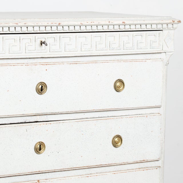 Early 19th Century Danish Gray Painted Pine Gustavian Chest of Five Drawers For Sale - Image 10 of 16