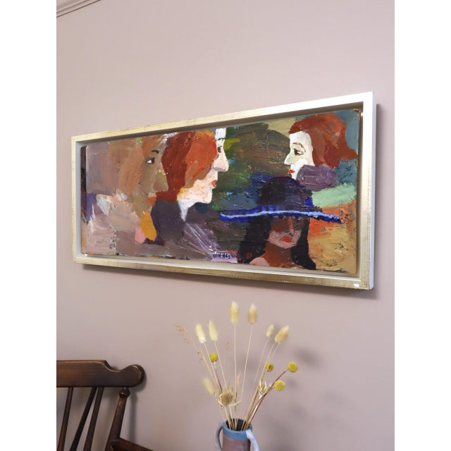 Late 20th Century 1989 'The Rumour' Vintage Original Expressive Swedish Figurative Oil Painting, Framed For Sale - Image 5 of 15