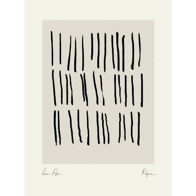 Abstract open edition giclee print. 20"x28" Elegant black lines geometrical thick lines drawing on beige background....