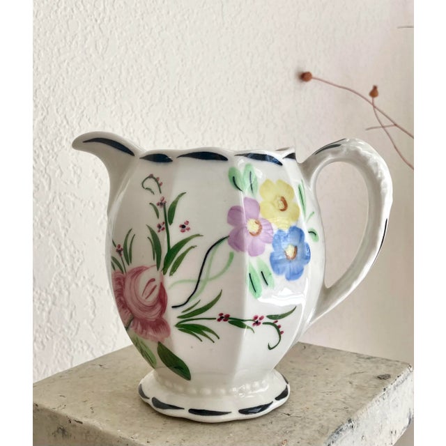 Circa 1940 Blue Ridge Southern Potteries “Grace” Milk Jug in Suwanee Pattern For Sale - Image 10 of 13