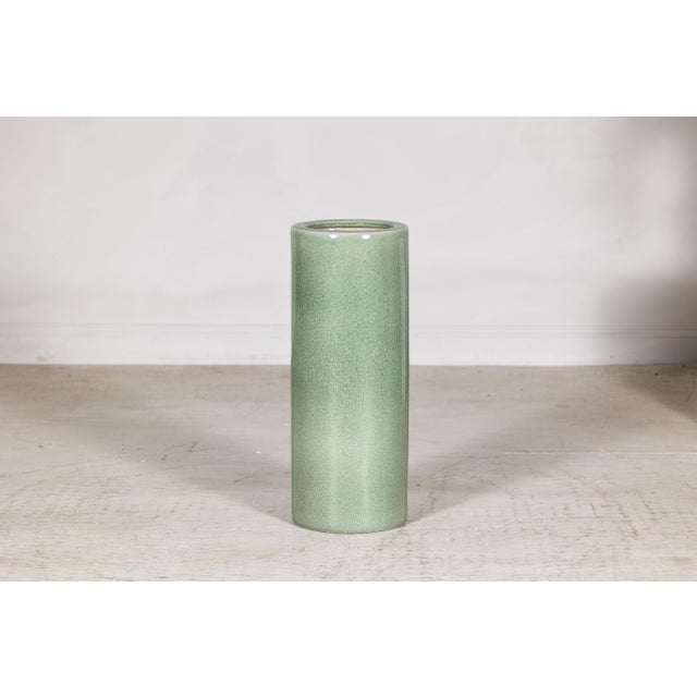 Vintage Chinese Celadon Crackle Glaze Umbrella Stand For Sale - Image 17 of 18