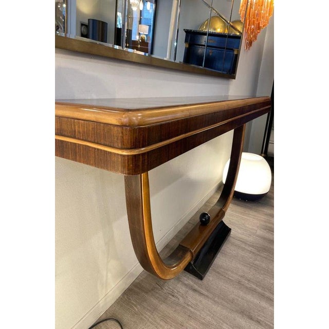 Art Deco Curved Wood Console Table, 1940s For Sale - Image 6 of 15