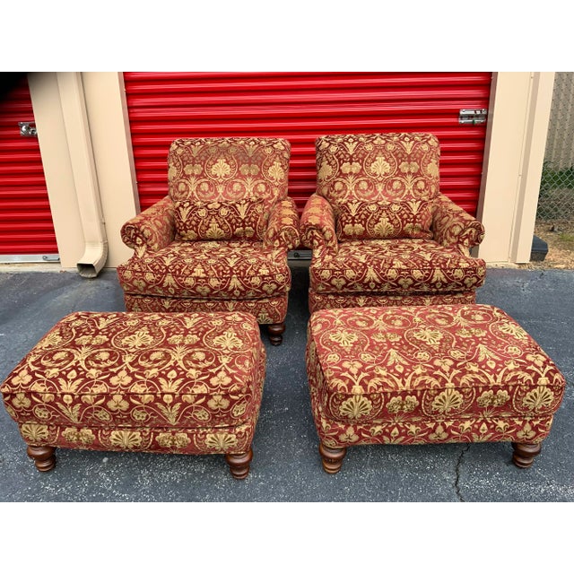 Art Deco 1980s Vintage Chairs With Two Ottomans - 2 Sets For Sale - Image 3 of 13