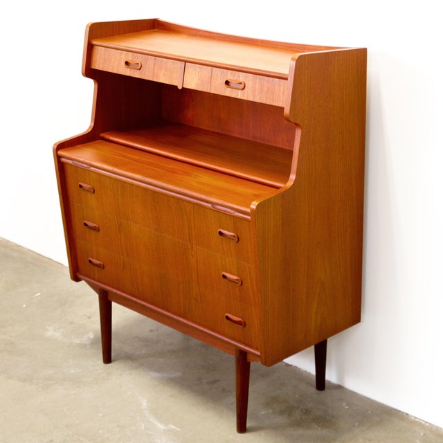 Danish Teak Secretary Desk For Sale - Image 4 of 12
