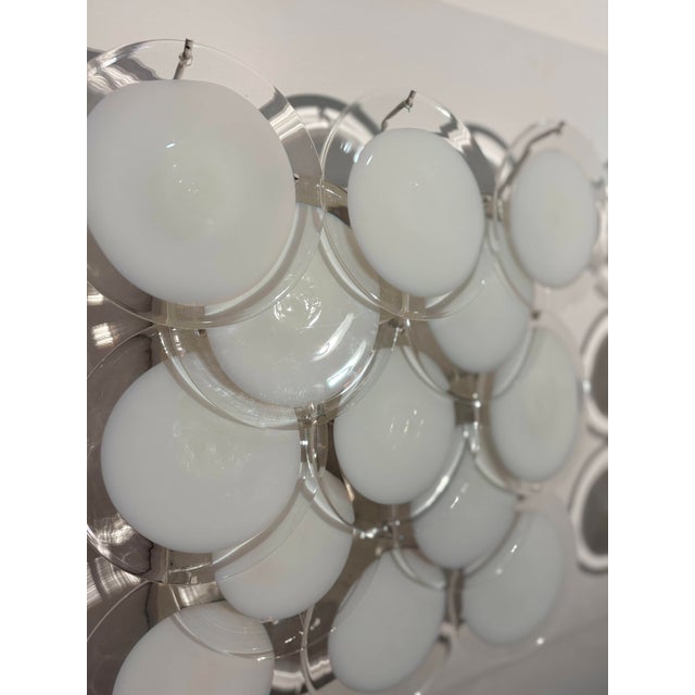 Glass Disc Wall Sconces attributed to Vistosi, Murano, 1970, Set of 2 For Sale - Image 7 of 11