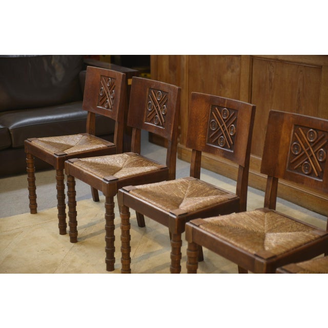 Oak Chairs by Charles Dudouyt, 1950s, Set of 6 For Sale - Image 11 of 13