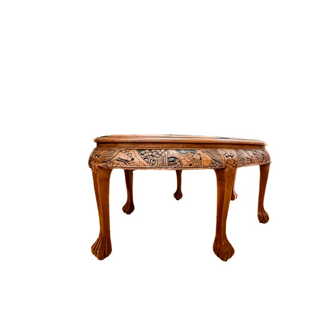Brown Mid-Century Modern Hand-Carved Asian Opium Nesting Table For Sale - Image 8 of 18