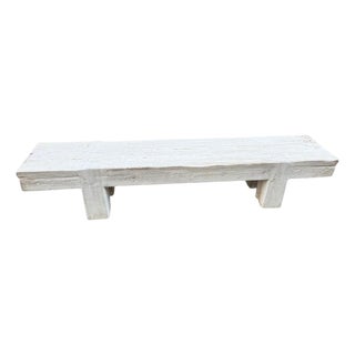 Andrianna Shamaris Bleached Teak Wood Log Bench or Coffee Table For Sale