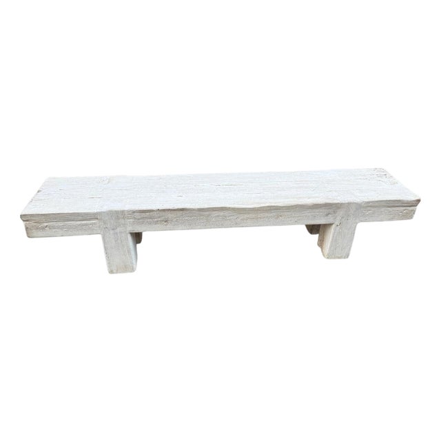 Andrianna Shamaris Bleached Teak Wood Log Bench or Coffee Table For Sale