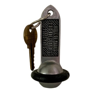 Antique French Hotel Key & Key Fob - Hotel Paris France Home Decor For Sale