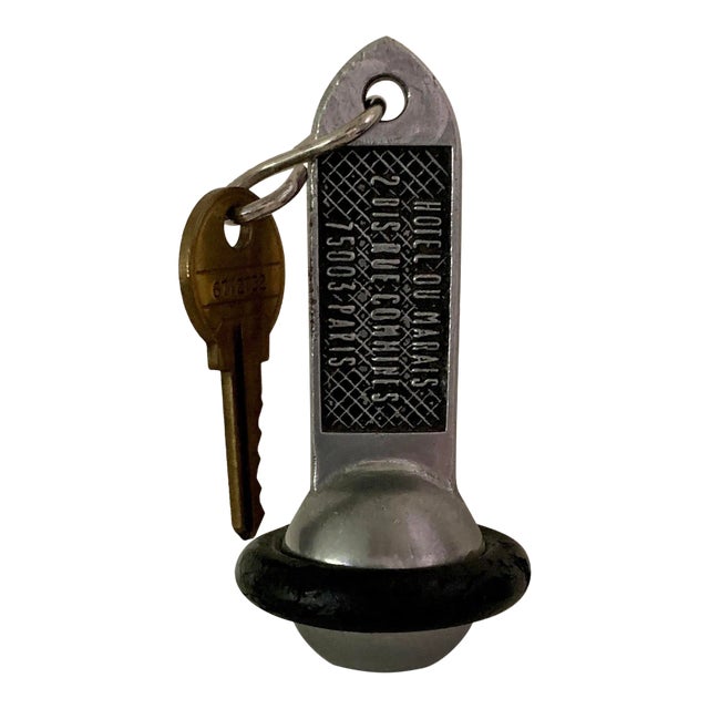 Antique French Hotel Key & Key Fob - Hotel Paris France Home Decor For Sale