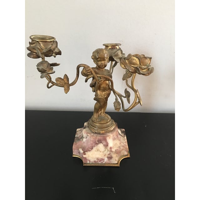 Antique Gilt Bronze Marble Putti Cherub Candle Holders a Pair Chairish