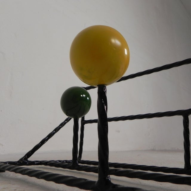 Wall Coat Rack in Steel Frame with Colored Balls in the style of Roger Feraud, 1950s For Sale - Image 11 of 14