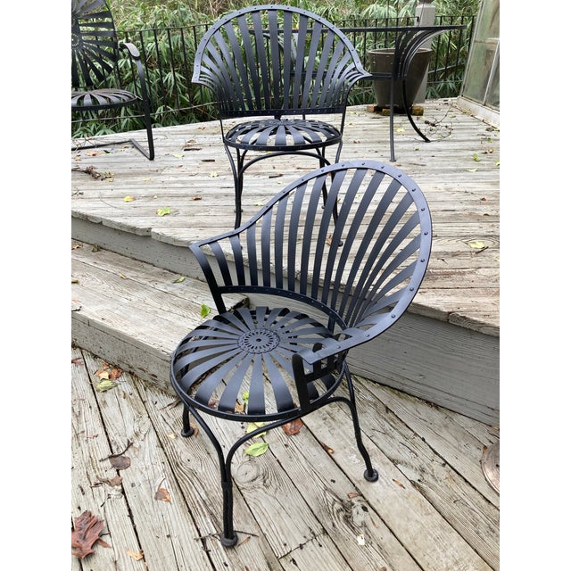 Mid 20th Century Francois Carre Fan Back Garden Chairs - A Pair, Attributed For Sale In Atlanta - Image 6 of 11
