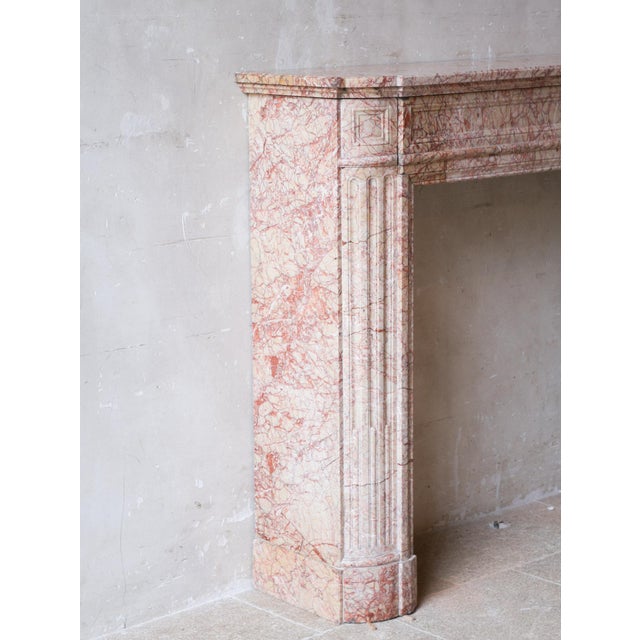 Antique French Marble Fireplace in Pink Tones For Sale - Image 4 of 13