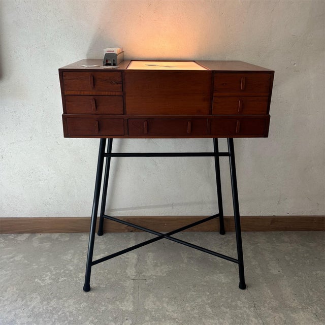 Wood Vintage Teak Cabinet with Slide Reader For Sale - Image 7 of 7