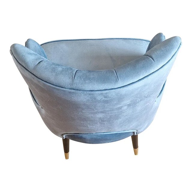 Vintage Blue Velvet Chair, 1980s For Sale - Image 6 of 7