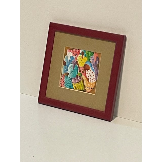 Vintage Haitian Original Miniature oil on Board by Dautruche Framed Matted. Signed lower right, P Dautruche. The frame...