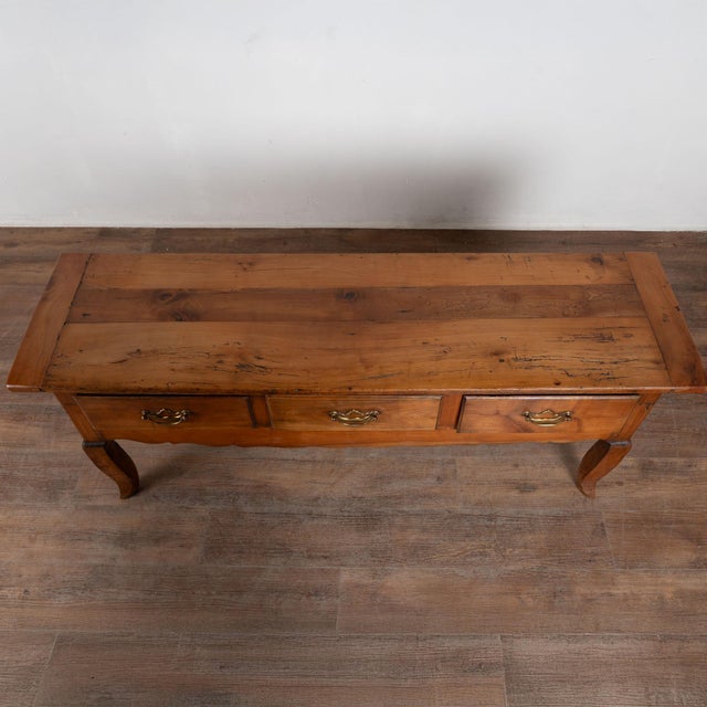 19th Century French Cherry Three Drawer Console Table For Sale - Image 4 of 12
