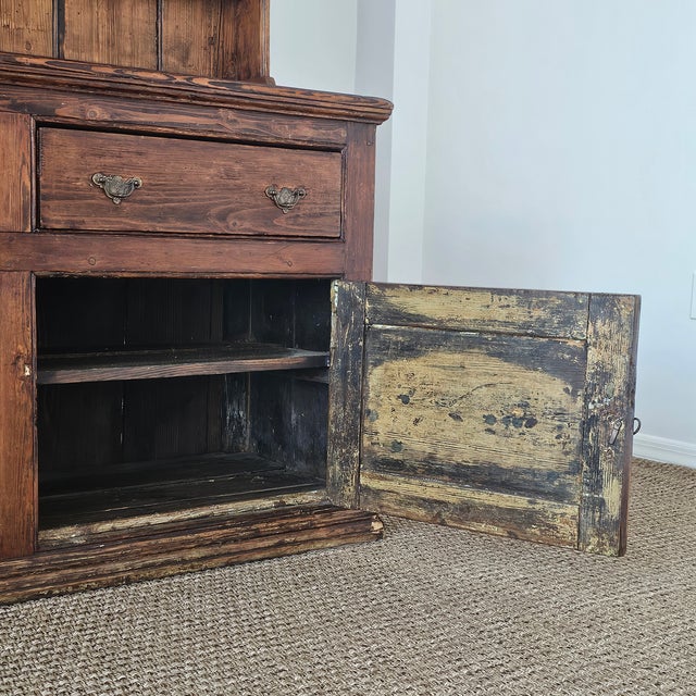 Antique Pine Cupboard & Open Plate Rack For Sale - Image 10 of 17