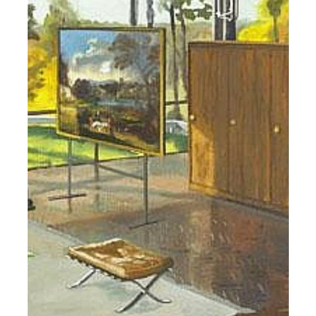 1980s Phillip Johnson the "Glass House" Painting, Framed For Sale - Image 4 of 4