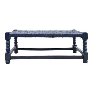 Antique Painted Turned Hemp Footstool For Sale
