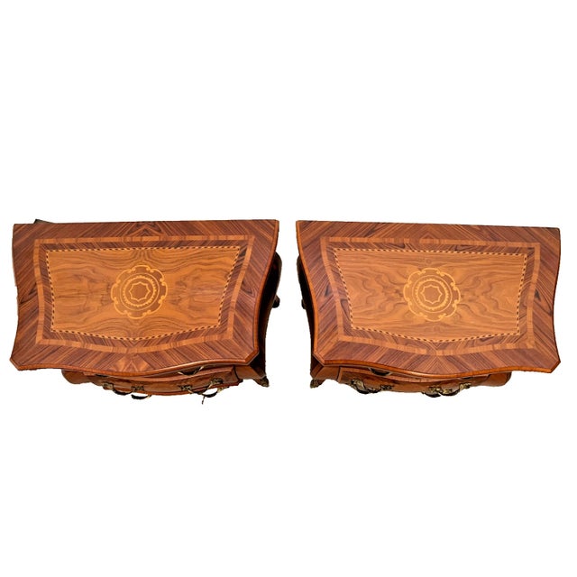 Brown Vintage Italian Baroque Style Bombé Nightstands, Petite Commodes by Marconi Arte, Pair For Sale - Image 8 of 13
