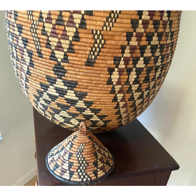 Giant 34" X 20" X 20" Zulu Ukhamba Beer Basket From Kawzulu Natal, South Africa For Sale - Image 4 of 5