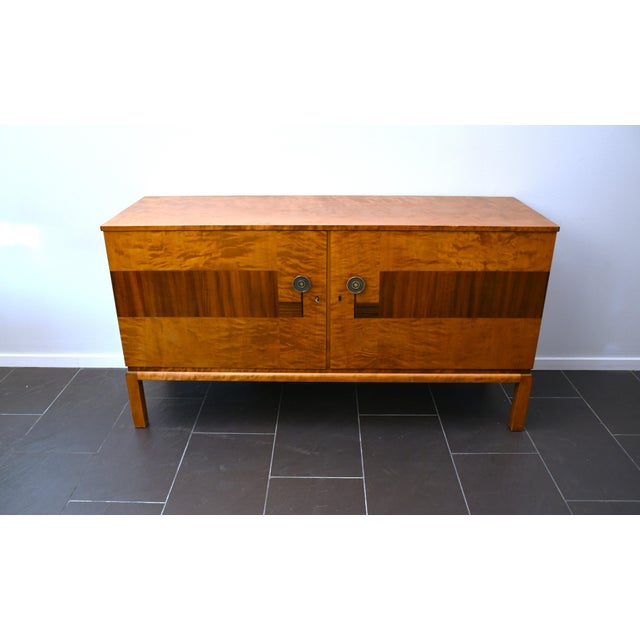 Wood Rare Swedish Grace Flamed Birch and Macassar Sideboard by Svenska Möbelfabrikerna SMF, late 1920s For Sale - Image 7 of 9