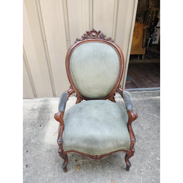 Victorian Green Victorian Armchair For Sale - Image 3 of 13