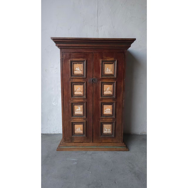 Antique Spanish European Patinaed Wood Cabinet For Sale - Image 10 of 17
