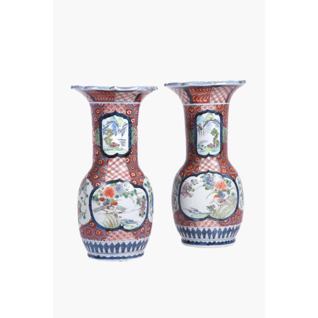 Ceramic Antique Japanese Arita Imari Porcelain Vase Table Lamps, Set of 2 For Sale - Image 7 of 8