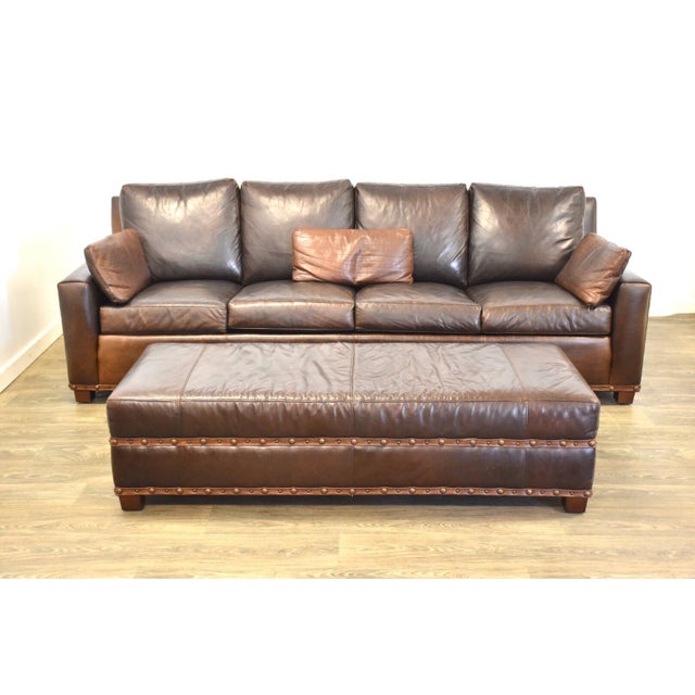 Stickley Leather Sofa and Ottoman a Pair Chairish