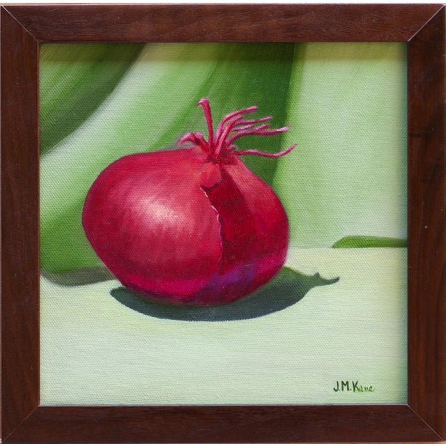 Realism "Red Onion" by Jackie Kane - Contemporary Original Still Life Oil Painting, Framed For Sale - Image 3 of 3