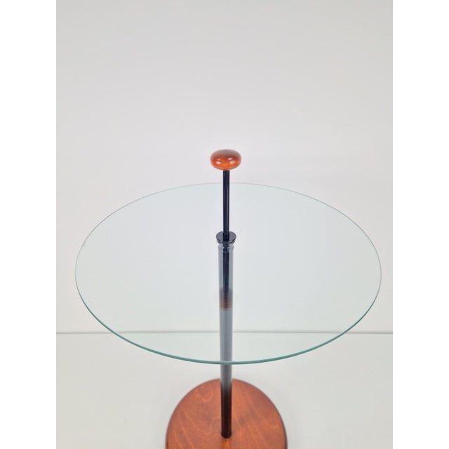 Postmodern Side Table with Ball Handle and Glass Top, 1980s For Sale - Image 4 of 8