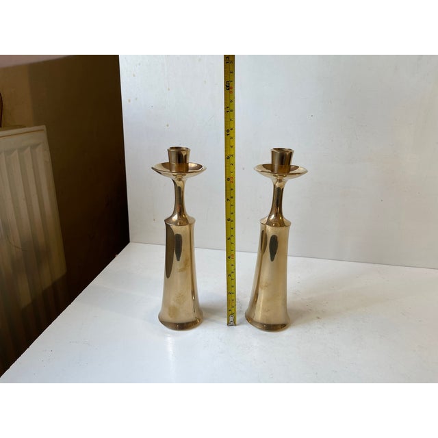 Metal Large Danish Brass Candlesticks by Jens Harald Quistgaard for Ihq, 1960s, Set of 2 For Sale - Image 7 of 10