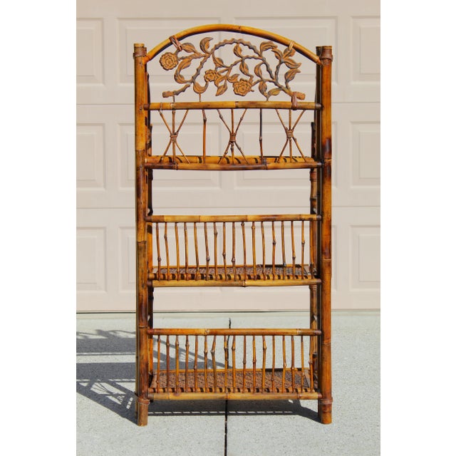Vintage French Bamboo & Rattan Folding Étagère - Mid-Century Modern Style With Elegant Metal Accents For Sale - Image 10 of 16