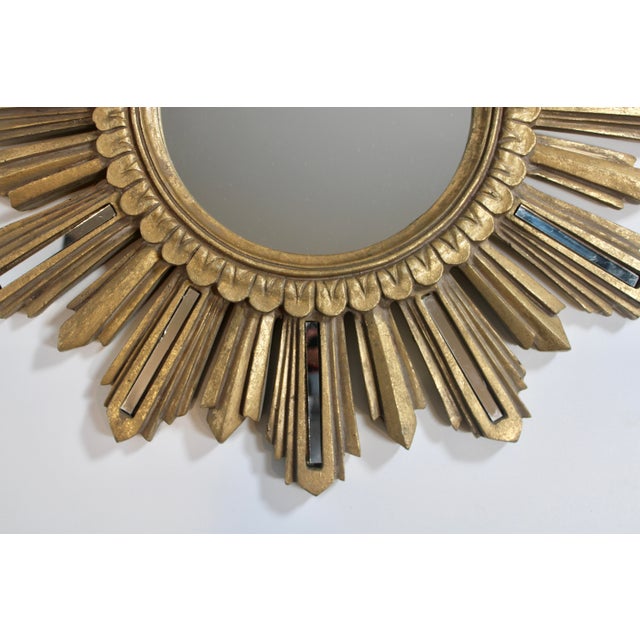 Large French Hollywood Regency Vintage Sunburst Mirror For Sale In Tulsa - Image 6 of 10