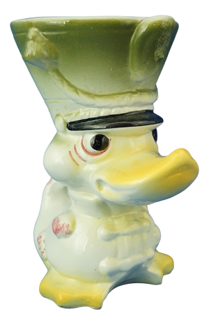 20th Century Deco Ceramic Sugar Bowl Vase Police Duck by Tarcisio Tosin for La Freccia, Italy., 1930s