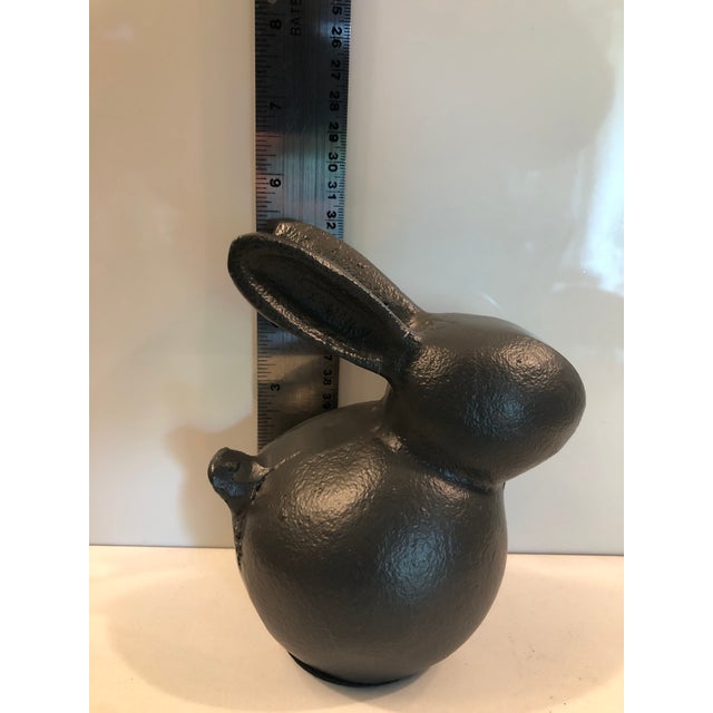Metal Contemporary Abstract Cast Iron Bunny Rabbit Sculpture For Sale - Image 7 of 9