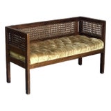 1970s Walnut and Cane Window Bench For Sale