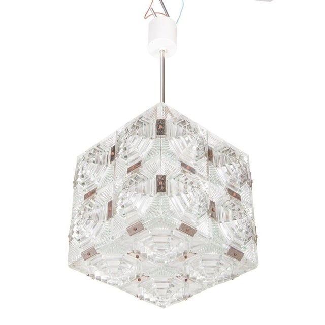 Boho Chic Bohemian Glass Cube Ceiling Light by Stone Shenows, 1960s For Sale - Image 3 of 12