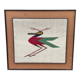 Vintage 1970s South American Hand-Woven Wool Folk Art Textile Wall Hanging For Sale